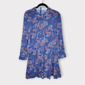 Ryder Womens Floral Long Sleeve Romper Small Pockets Blue Garden Party Boho